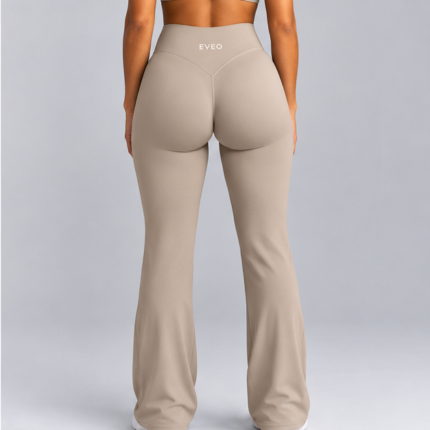 Pantalon évasé taille haute - Beige