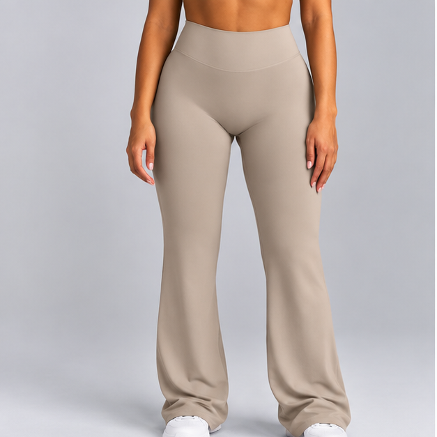 Pantalon évasé taille haute - Gris