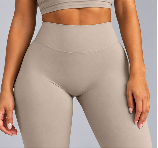 Pantalon évasé taille haute - Beige