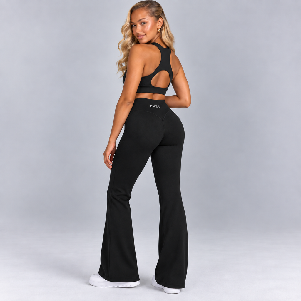 Pantalon évasé taille haute - Gris