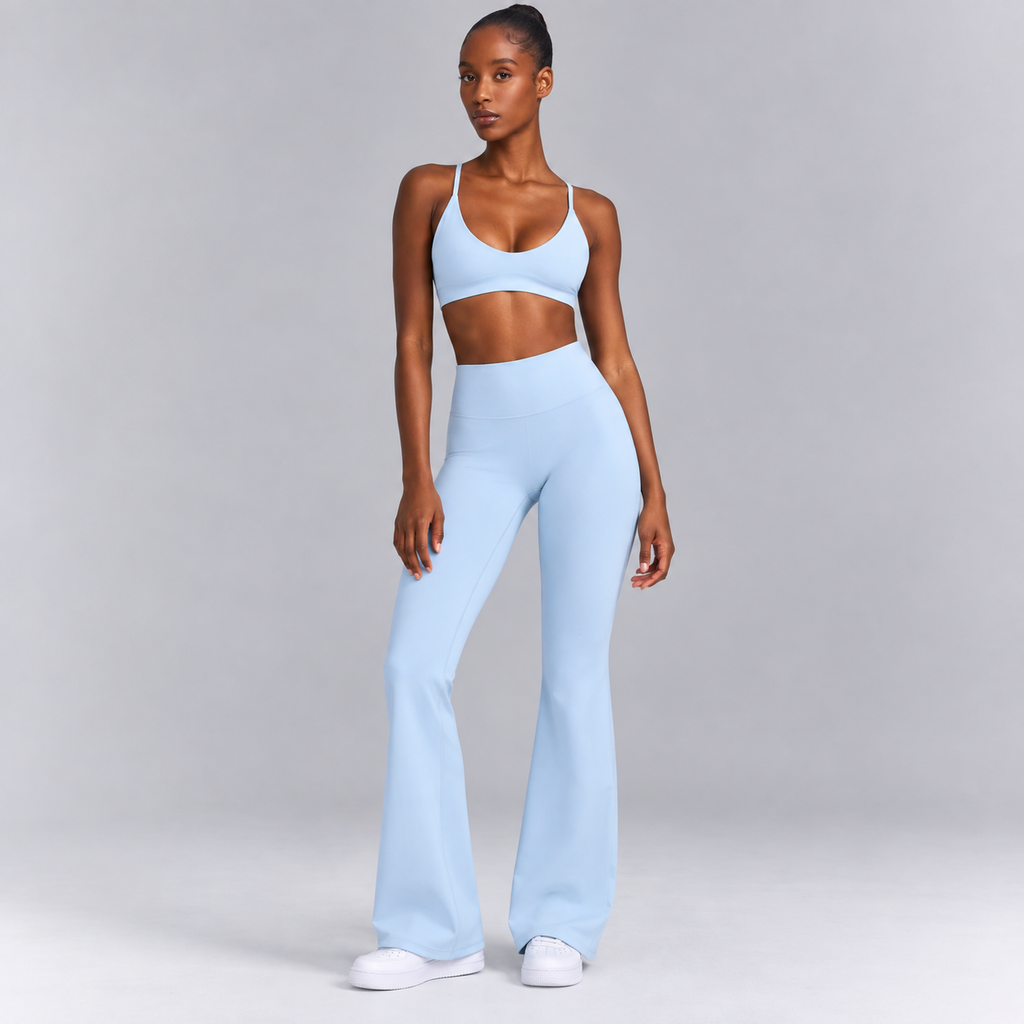 Pantalon évasé taille haute - Gris