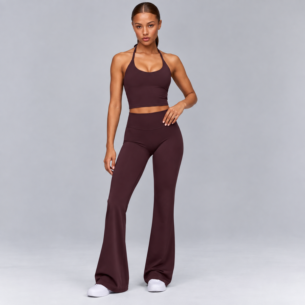 Pantalon évasé taille haute - Gris