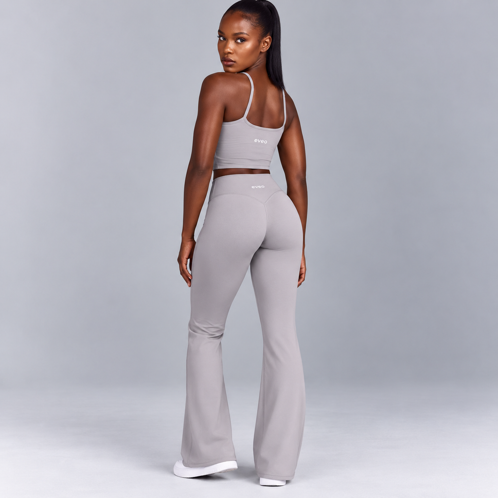 Pantalon évasé taille haute - Gris